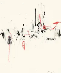 Peter Brüning, Ohne Titel, 1962, Tuschpinsel, -feder und rote Kreide auf festem Papier