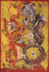 Hartwig Ebersbach, DRACHE + KASPAR, 1991, Öl und Farbtuben auf Hartfaser, im Originalrahmen