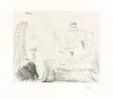 Pablo Picasso, Courtisane au lit avec un visiteur, 1968, Radierung auf Velin
