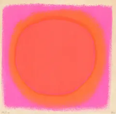 Rupprecht Geiger, rot - orange“ / „blau - schwarz, 1964, 2 Farbserigrafien, jeweils auf Papier