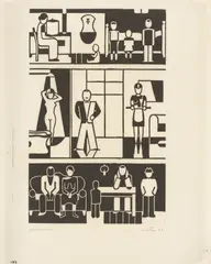 Gerd Arntz, Wohnhaus, 1927, Holzschnitt auf Japanbütten