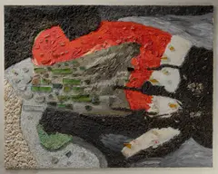 Carl Buchheister, Komposition Sor, 1958, Mischtechnik und Collage auf Pappe, montiert auf Holz (Künstlerrahmen)