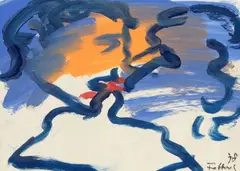Der Kuss by Rainer Fetting, 1978, Gouache auf Papier, sold Jan 2022
