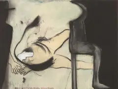 Max Neumann, Der Abstand zum Hochstand, 1982, Tempera und Kohle auf Nessel