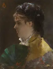 Alfred Stevens, Junge Pariserin mit Fächer, 1878, Öl auf Holz