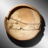 Peter Voulkos, Untitled Plate, 1979, glazed, incised, hand-torn, and gas-fired stoneware with cobalt oxide engobe, clear glaze, and porcelain pass-throughs