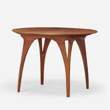 breakfast table by Wharton Esherick, 1956, walnut, sold May 2020