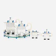 Michael Graves, Piazza four-piece tea and coffee service with tray, 1980-86, sterling silver, glass, plastic, enameled aluminum
