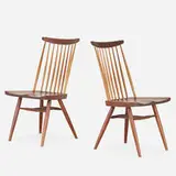 New Chairs, pair by George Nakashima, 1956, American black walnut, hickory, sold May 2020