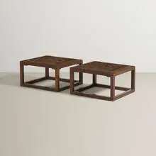 Ilonka Karasz, stools, pair, c. 1930, mahogany, jute