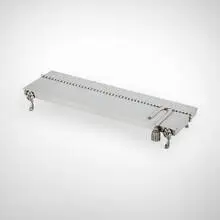Footed cigarette box by Maria Pergay, c. 1965, silver-plated metal, sold Oct 2024