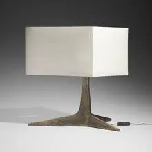 Félix Agostini, Table lamp, c. 1975, bronze, linen shade
