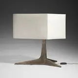 Félix Agostini, Table lamp, c. 1975, bronze, linen shade