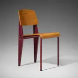 Jean Prouvé, Demountable 'Semi-Metal' chair No. 300, c. 1952, enameled sheet steel, ash plywood, rubber, wood