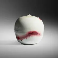 Closed Form by Toshiko Takaezu, c. 1982, glazed porcelain, sold Oct 2024