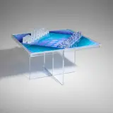 Victor Vasarely, Chess table, 1982, reverse screen-printed glass, acrylic, transparent and frosted glass