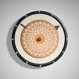 George Nelson & Associates, Rare Compass wall clock, model 2278B from the Motion Notion series, 1959-60, enameled aluminum, screenprint on aluminum, lacquered wood, monofilament line, brass