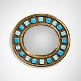 Mithé Espelt, Wall mirror, c. 1965, glazed and gilt earthenware, mirrored glass
