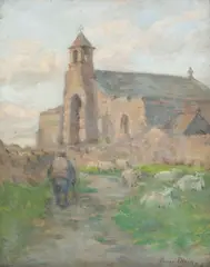 Anna Dixon, Highland church with shepherd and sheep
