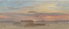 Friedrich Loos, Abendliche Wolkenstudie, Um 1846, Öl auf Leinwand, auf Karton aufgezogen