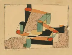 Ludwig Hirschfeld-Mack, Ohne Titel, 1922, Lithografie, aquarelliert, auf Bütten