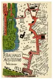 Kurt Schmidt, Karte zur Bauhaus Ausstellung Weimar 1923, 1923, Farblithografie auf leichtem Karton (Postkarte)