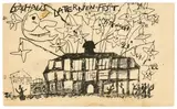Lyonel Feininger, Bauhaus Laternen-Fest Weimar Mittwoch den 21 Juni 22, 1922, Lithografie auf leichtem Karton (Postkarte)