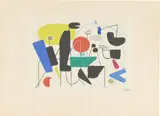 Willi Baumeister, Schachspieler (Funktion des Schachspiels)“ / „Allegro“ / „Mykene, 1954, 3 Farbserigrafien, jew. auf Velin bzw. Zanders-Velin