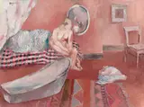 Harald Metzkes, Interieur mit Akt und Badewanne, 1961, Öl auf Leinwand