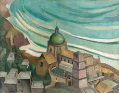Günther Stüdemann, Kirche am Meer, 1924, Öl auf Leinwand