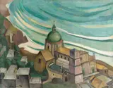 Günther Stüdemann, Kirche am Meer, 1924, Öl auf Leinwand