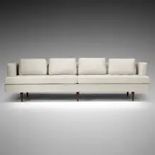Edward Wormley, sofa, model 4907R, 1949, upholstery, rosewood, brass