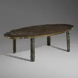 Chan Boucher coffee table by Philip and Kelvin Laverne, c. 1965, acid-etched and patinated brass over pewter and wood, sold May 2020