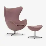 Egg chair and ottoman by Arne Jacobsen, 1958, upholstery, cast aluminum, plastic, sold Jan 2020