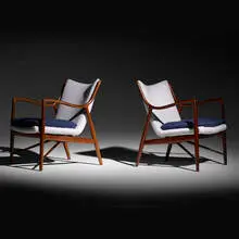 Finn Juhl, lounge chairs model NV-45, pair, 1945, rosewood, upholstery