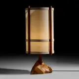 table lamp by George Nakashima, 1985, American black walnut, holly, parchment, sold Jan 2020