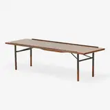 Finn Juhl, bench, 1959, rosewood, enameled steel, brass
