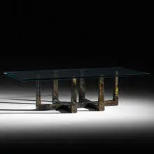 coffee table by Paul Evans, c. 1967, welded steel, glass, sold Jan 2020