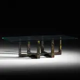 coffee table by Paul Evans, c. 1967, welded steel, glass, sold Jan 2020