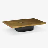 Georges Mathias, coffee table, c. 1980, etched brass, laminate, agate