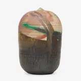 Closed Form (with rattle) by Toshiko Takaezu, 1990, glazed porcelain, sold Jan 2020