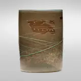 Early Taupe Blanket Cylinder and Green Wrap by Dale Chihuly, 1978, hand-blown glass, sold Jan 2020