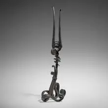 Candleholder by Albert Paley, c. 1971, forged and fabricated steel with a blackened finish, sold Oct 2024