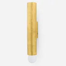 Tube Sconce by Hervé van der Straeten, 2000, handwrought brass, glass, sold Oct 2024