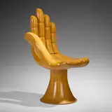 Pedro Friedeberg, Hand chair, c. 1970, carved and bleached mahogany