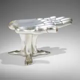 Pedro Friedeberg, Hand Foot stool, c. 1970, carved and silver-leafed wood