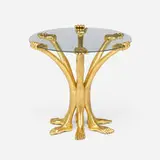 Pedro Friedeberg, Hand Foot occasional table, 1975, carved and gilt walnut, glass