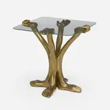 Pedro Friedeberg, Hand Foot occasional table, 1968, carved and gilt walnut, glass