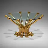 Pedro Friedeberg, Hand Foot coffee table, 1972, carved and gilt walnut, glass