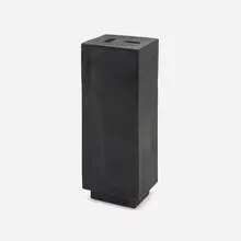 Otto Natzler, Rectangular monolith with two openings, 1977-78, earthenware with Sang and Blue reduction fired glaze with black smoke areas and melt-fissures